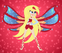 Size: 820x695 | Tagged: safe, artist:cookiechans2, artist:lumi-infinite64, artist:rainbow15s, base used, species:human, my little pony:equestria girls, barefoot, barely eqg related, cartoon network, clothing, crossover, enchantix, equestria girls style, equestria girls-ified, eyeshadow, fairies are magic, fairy, fairy wings, fairyized, feet, female, gloves, johnny test, lipstick, long gloves, long hair, makeup, rainbow s.r.l, sissy, solo, wings, winx, winx club, winxified