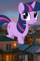 Size: 2400x3600 | Tagged: safe, artist:90sigma, artist:jerryakiraclassics19, character:twilight sparkle, character:twilight sparkle (unicorn), species:pony, species:unicorn, attack on pony, attack on titan, attack on twi-tan, attack on twilight, big pony, chicago, female, giant pony, giantess, highrise ponies, irl, macro, mare, photo, ponies in real life, twizilla, walking