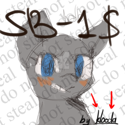 Size: 2000x2000 | Tagged: safe, artist:klooda, species:pony, advertisement, april fools, april fools joke, blushing, bust, commission, deviantart watermark, female, looking at you, mare, obtrusive watermark, portrait, smiling, solo, watermark, your character here