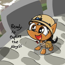 Size: 4000x4000 | Tagged: safe, artist:professionalpuppy, oc, oc only, oc:puppy, species:earth pony, species:pony, my little pony:pony life, :d, clothing, earth pony oc, hat, made in abyss, pith helmet, solo, this will end in death, this will end in tears, this will end in tears and/or death