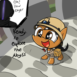 Size: 4000x4000 | Tagged: safe, artist:professionalpuppy, oc, oc only, oc:puppy, species:earth pony, species:pony, :d, bag, bondrewd, clothing, earth pony oc, hat, made in abyss, pith helmet, saddle bag, this will end in death, this will end in tears, this will end in tears and/or death