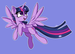 Size: 3000x2200 | Tagged: safe, artist:sadtrooper, derpibooru original, character:twilight sparkle, character:twilight sparkle (alicorn), species:alicorn, species:pony, cute, female, flying, mare, outline, purple background, simple background, solo, twiabetes