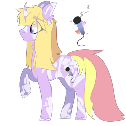 Size: 2500x2500 | Tagged: safe, artist:bublebee123, oc, oc only, oc:stardust serenade, parent:fuchsia blush, parent:lavender lace, parents:fuchsiavender, species:pony, species:unicorn, icey-verse, curved horn, female, horn, magical lesbian spawn, mare, markings, multicolored hair, offspring, raised hoof, simple background, solo, transparent background