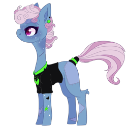 Size: 2500x2500 | Tagged: safe, artist:bublebee123, oc, oc only, oc:blue lightning (ice1517), parent:bluebonnet, parent:rolling thunder, parents:bluethunder, species:pegasus, species:pony, icey-verse, alternate hairstyle, blank flank, clothing, commission, ear piercing, earring, female, freckles, jewelry, magical lesbian spawn, mare, missing wing, offspring, piercing, redesign, scar, shirt, simple background, solo, stitches, tattoo, transparent background