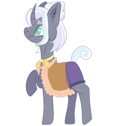 Size: 2500x2500 | Tagged: safe, artist:bublebee123, oc, oc only, oc:sunray zap, parent:rolling thunder, parent:sunshine petals, parents:rollingpetals, species:pony, species:unicorn, icey-verse, alternate hairstyle, choker, cloak, clothing, commission, curved horn, ear piercing, earring, eye scar, female, horn, jewelry, magical lesbian spawn, mare, offspring, piercing, raised hoof, redesign, scar, shorts, simple background, solo, transparent background
