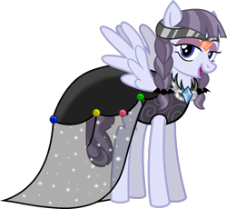 Size: 1920x1765 | Tagged: safe, artist:meimisuki, character:inky rose, species:pegasus, species:pony, bedroom eyes, clothing, commission, dress, eyeshadow, female, gala dress, jewelry, makeup, mare, open mouth, regalia, simple background, solo, transparent background