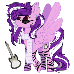 Size: 2500x2500 | Tagged: safe, artist:bublebee123, oc, oc only, oc:rain sunburst, species:pegasus, species:pony, clothing, ear piercing, earring, female, jewelry, mare, markings, piercing, raised hoof, scarf, simple background, solo, sunglasses, transparent background