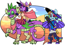 Size: 1909x1338 | Tagged: safe, artist:spudsmcfrenzy, character:rainbow dash, character:spike, character:twilight sparkle, species:anthro, species:dragon, species:pony, species:unguligrade anthro, older, ponies riding dragons, riding, simple background, transparent background
