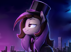 Size: 1731x1260 | Tagged: safe, artist:thebowtieone, oc, oc:bowtie, species:anthro, species:pony, clothing, female, hat, mare, solo, top hat