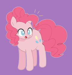 Size: 1162x1200 | Tagged: safe, artist:ch-chau, character:pinkie pie, species:earth pony, species:pony, cute, diapinkes, female, mare, no pupils, open mouth, purple background, simple background, solo