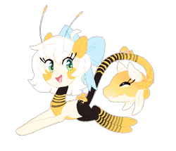 Size: 827x710 | Tagged: safe, artist:glitterring, :d, antennae, augmented tail, bow, cow plant pony, eyelashes, hair bow, monster pony, original species, plant, plant pony, simple background, smiling, transparent background
