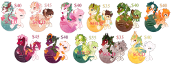 Size: 1600x600 | Tagged: safe, artist:glitterring, base used, augmented tail, bat wings, blep, bow, cup, drink, ear piercing, fangs, food, forked tongue, horn, multiple eyes, original species, piercing, pineapple, plant, plant pony, simple background, straw, tail bow, tongue out, transparent background, watermark, wings