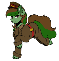 Size: 4200x4400 | Tagged: safe, artist:cyberafter, oc, oc only, oc:green dirt, species:earth pony, species:pony, clothing, hat, outfit, simple background, solo, transparent background