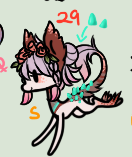 Size: 132x157 | Tagged: safe, artist:glitterring, oc, oc only, species:earth pony, species:pony, chibi, cropped, earth pony oc, female, floral head wreath, flower, hoof fluff, leonine tail, mare, offscreen character, simple background, text