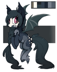 Size: 800x1018 | Tagged: safe, artist:glitterring, oc, oc only, species:bat pony, species:pony, bat pony oc, bat wings, braid, face paint, fangs, female, flying, hoof fluff, mare, reference sheet, simple background, skull, slit eyes, smiling, solo, transparent background, wings