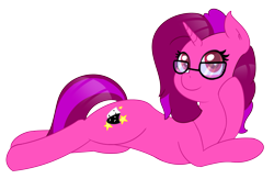 Size: 2433x1583 | Tagged: safe, artist:eyeburn, oc, oc only, oc:curtain call, species:pony, species:unicorn, cute, draw me like one of your french girls, glasses, simple background, solo, transparent background