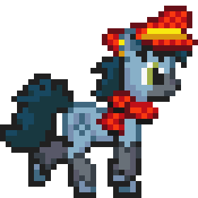 Size: 280x280 | Tagged: safe, artist:kelvin shadewing, oc, oc only, oc:mad munchkin, animated, clothing, hat, pixel art, scarf, shetland pony, simple background, solo, sprite, transparent background, trotting