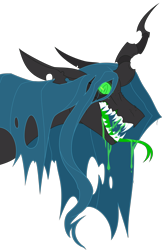 Size: 5000x7454 | Tagged: safe, artist:rockin_candies, artist:tyler611, character:queen chrysalis, species:changeling, absurd resolution, changeling queen, drool, drool string, female, salivating, sharp teeth, simple background, solo, teeth, transparent background