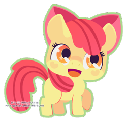 Size: 369x354 | Tagged: safe, artist:miss-glitter, character:apple bloom, species:earth pony, species:pony, chibi, cute, female, filly, outline, simple background, solo, transparent background