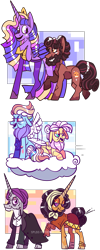 Size: 1133x2835 | Tagged: safe, artist:spudsmcfrenzy, character:fluttershy, character:rainbow dash, character:saffron masala, character:twilight sparkle, character:twilight sparkle (alicorn), character:zesty gourmand, oc, oc:studmuffin, species:alicorn, species:pony, episode:the last problem, g4, my little pony: friendship is magic, cloud, elderly, female, lesbian, older, older fluttershy, older rainbow dash, older saffron masala, older zesty gourmand, princess twilight 2.0, prone, shipping, simple background, transparent background, zesty masala
