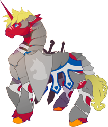 Size: 1994x2346 | Tagged: safe, artist:sitaart, oc, oc only, oc:steel prism, species:pony, species:unicorn, armor, dungeons and dragons, fantasy class, knight, male, pen and paper rpg, ponyfinder, rpg, simple background, solo, stallion, tabletop gaming, transparent background, warrior