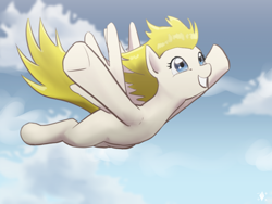 Size: 1600x1200 | Tagged: safe, artist:digiral, character:surprise, species:pony, alternate eye color, falling, female, freefall, solo