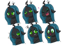 Size: 1024x768 | Tagged: safe, artist:tomizawa96, character:queen chrysalis, species:changeling, bust, changeling queen, expressions, female, open mouth, portrait, solo