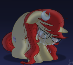 Size: 2668x2376 | Tagged: safe, artist:lumi-infinite64, species:pony, species:unicorn, cartoon network, crescent moon, crossover, crying, glasses, hairclip, johnny test, loose hair, mary test, moon, ponified, sad, sadness, solo