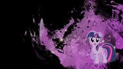 Size: 1920x1080 | Tagged: safe, artist:maximillianveers, artist:toruviel, edit, character:twilight sparkle, character:twilight sparkle (unicorn), species:pony, species:unicorn, abstract background, eyelashes, female, full body, hooves, horn, looking at you, mane, mare, nostrils, one hoof raised, open mouth, smiling, smiling at you, solo, standing, tail, vector, wallpaper, wallpaper edit