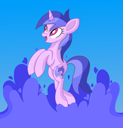 Size: 1920x2000 | Tagged: safe, artist:notadeliciouspotato, character:sea swirl, species:pony, species:unicorn, newbie artist training grounds, atg 2020, female, looking up, mare, open mouth, smiling, solo, splash, water
