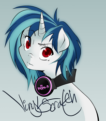 Size: 948x1080 | Tagged: safe, artist:the-orator, character:dj pon-3, character:vinyl scratch, species:pony, species:unicorn, female, headphones, solo