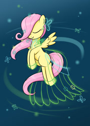 Size: 1000x1400 | Tagged: safe, artist:mew-me, character:fluttershy, clothing, dream, dress, eyes closed, female, filly, filly fluttershy, gala dress, younger