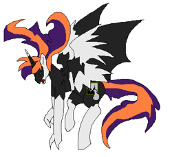 Size: 451x414 | Tagged: safe, artist:florarena-kitasatina/dragonborne fox, oc, oc only, oc:dark reflections, species:alicorn, species:chimera, species:pony, ms paint, old design, this was before signatures were made
