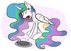 Size: 1500x1080 | Tagged: safe, artist:sadtrooper, character:princess celestia, species:alicorn, species:pony, newbie artist training grounds, atg 2020, dotted line, female, mare, screaming, sitting, solo, yelling