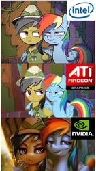 Size: 1080x1918 | Tagged: source needed, safe, artist:doll88, artist:php104, edit, edited screencap, screencap, character:daring do, character:rainbow dash, species:pegasus, species:pony, episode:stranger than fanfiction, amd, ati, comparison, intel, nvidia