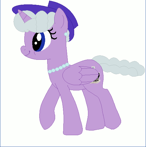 Size: 498x499 | Tagged: safe, artist:princesslunayay, base used, species:alicorn, species:pony, animated, british, clothing, ear piercing, earring, female, hat, jewelry, mare, monarch, necklace, piercing, ponified, queen elizabeth ii, royal, royalty, smiling, solo, walk cycle, walking, wrinkles