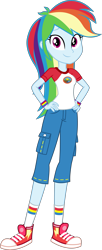 Size: 4139x10162 | Tagged: safe, artist:firesidearmy46231, character:rainbow dash, equestria girls:legend of everfree, g4, my little pony: equestria girls, my little pony:equestria girls, camp everfree outfits, camping outfit, female, hands on hip, looking at you, simple background, solo, transparent background, vector