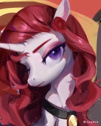 Size: 826x1024 | Tagged: safe, artist:amo, oc, oc only, species:pony, species:unicorn, choker, female, looking at you, mare, one eye closed