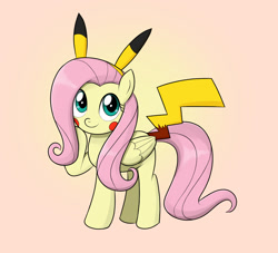 Size: 1100x1000 | Tagged: safe, artist:mew-me, character:fluttershy, species:pegasus, species:pony, clothing, cosplay, costume, crossover, cute, pikachu, pokémon, shyabetes