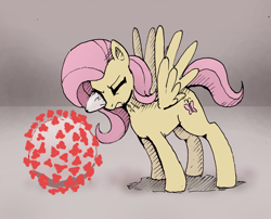 Size: 1576x1272 | Tagged: safe, artist:digiral, character:fluttershy, species:pegasus, species:pony, alternate cutie mark, coronavirus, covid-19, female, g4.5 to g4, solo, stare, the stare