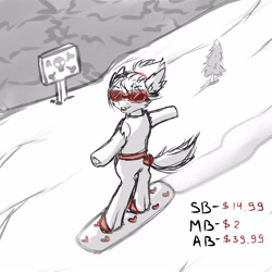 Size: 4000x4000 | Tagged: safe, artist:dark_nidus, species:pony, commission, danger, mountain, snow, snowboard, winter, your character here