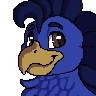 Size: 96x96 | Tagged: safe, artist:sursiq, oc, species:classical hippogriff, species:hippogriff, blue, brown eyes, bust, eyes open, happy, icon, pixel art, portrait, smiling, solo
