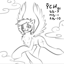 Size: 498x501 | Tagged: safe, artist:dark_nidus, species:pegasus, species:pony, advertisement, cloud, commission, your character here