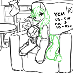 Size: 505x508 | Tagged: safe, artist:dark_nidus, character:teddy, species:pony, armchair, chair, clothing, commission, fireplace, socks, table, teddy bear, toy, your character here