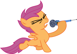 Size: 4288x3000 | Tagged: safe, artist:nero-narmeril, character:scootaloo, species:pegasus, species:pony, episode:the show stoppers, g4, my little pony: friendship is magic, absurd resolution, female, microphone, simple background, solo, transparent background, vector