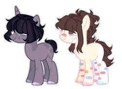 Size: 2637x1920 | Tagged: safe, artist:chococolte, oc, oc only, species:earth pony, species:pony, species:unicorn, female, mare, simple background, transparent background