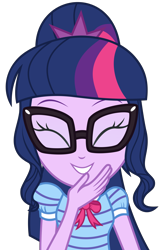 Size: 5823x8750 | Tagged: safe, artist:firesidearmy46231, character:twilight sparkle, character:twilight sparkle (scitwi), species:eqg human, episode:my little shop of horrors, g4, my little pony: equestria girls, my little pony:equestria girls, cute, female, giggling, glasses, missing accessory, simple background, solo, transparent background, twiabetes, vector