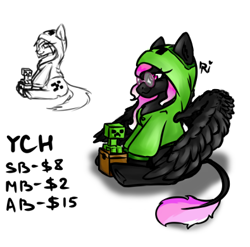 Size: 395x391 | Tagged: safe, artist:dark_nidus, oc, oc:anarchy, species:pegasus, species:pony, advertisement, commission, creeper, your character here