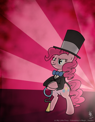 Size: 1842x2348 | Tagged: safe, artist:digiral, character:pinkie pie, species:pony, bipedal, clothing, female, hat, solo, top hat
