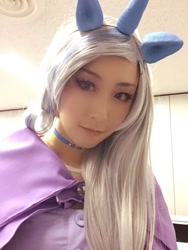 Size: 768x1024 | Tagged: safe, artist:bunnyoxo, character:trixie, species:human, cape, clothing, convention:japanponycon, cosplay, costume, horn, irl, irl human, photo, pony ears, solo, trixie's cape